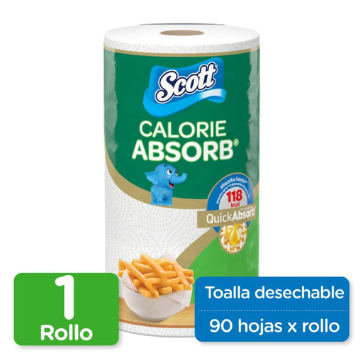Toalla de Papel Desechable Scott Calorie Absorb 1 Rollo 90H - Farmacias Arrocha