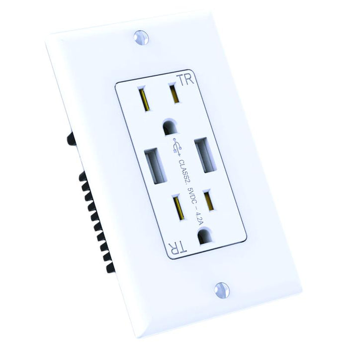 Toma Corriente De Pared Con 2 Puertos USB Blanco