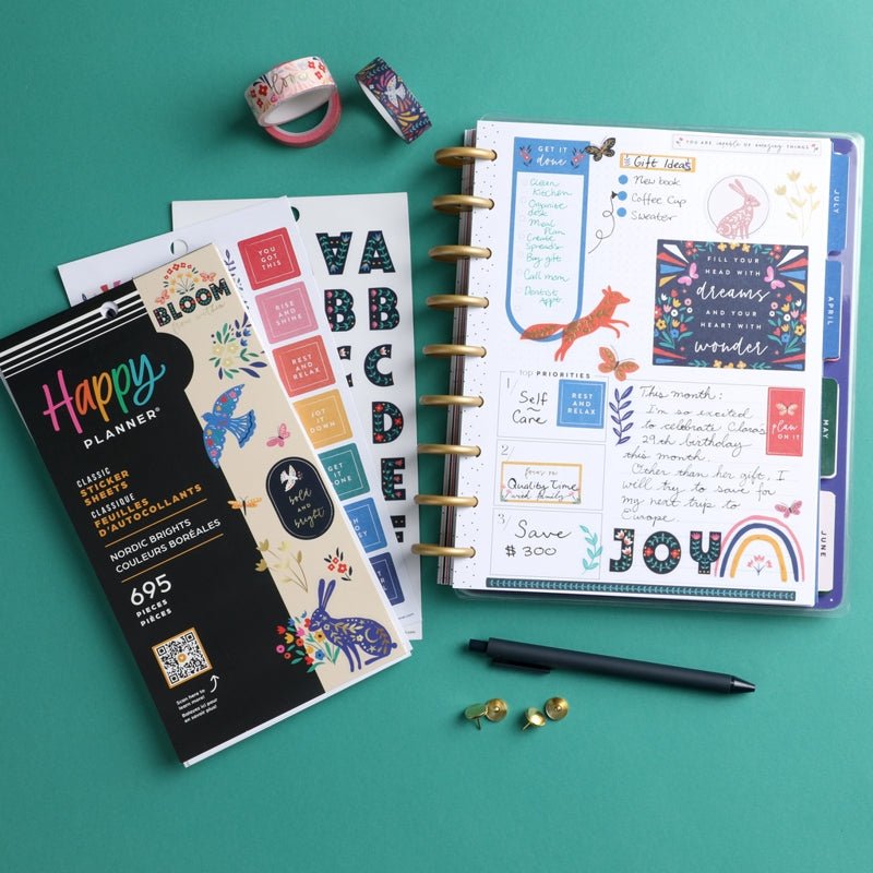 Happy Planner Hojas De Stickers Nordic Brights 487 Pzas - Farmacias Arrocha