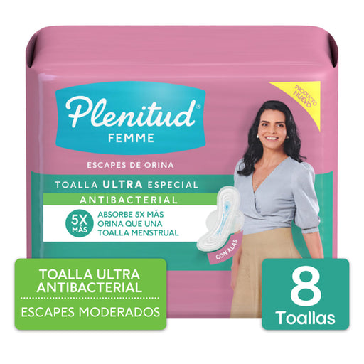 Toalla Ultra Antibacterial Plenitud Femme 8U - Farmacias Arrocha