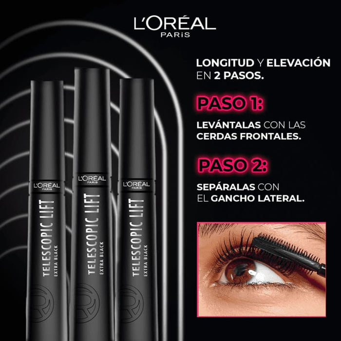 L'Oréal Paris Máscara De Pestañas Alargadora Telescopic Lift Negro - Farmacias Arrocha