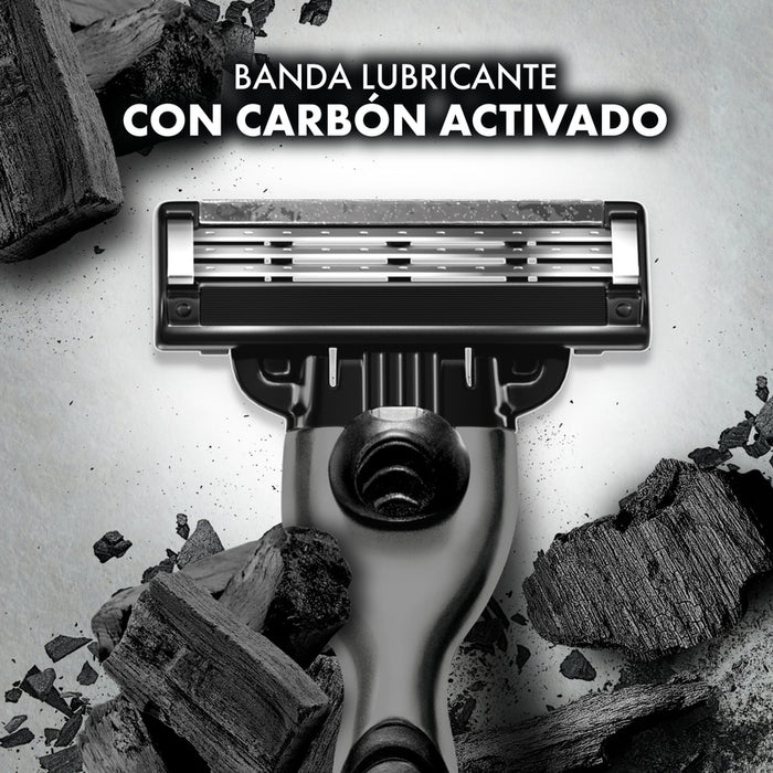 Máquina de afeitar Gillette Mach3 Carbono con Carbón Activado y 3 hojas, 1 ud