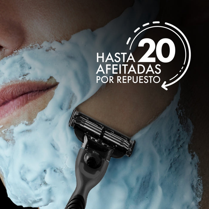 Máquina de afeitar Gillette Mach3 Carbono con Carbón Activado y 3 hojas, 1 ud