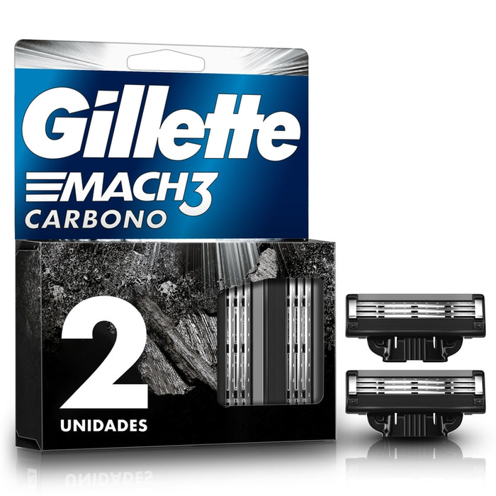 Repuesto para Máquina de afeitar Gillette Mach3 Carbono con 3 hojas, 2 uds