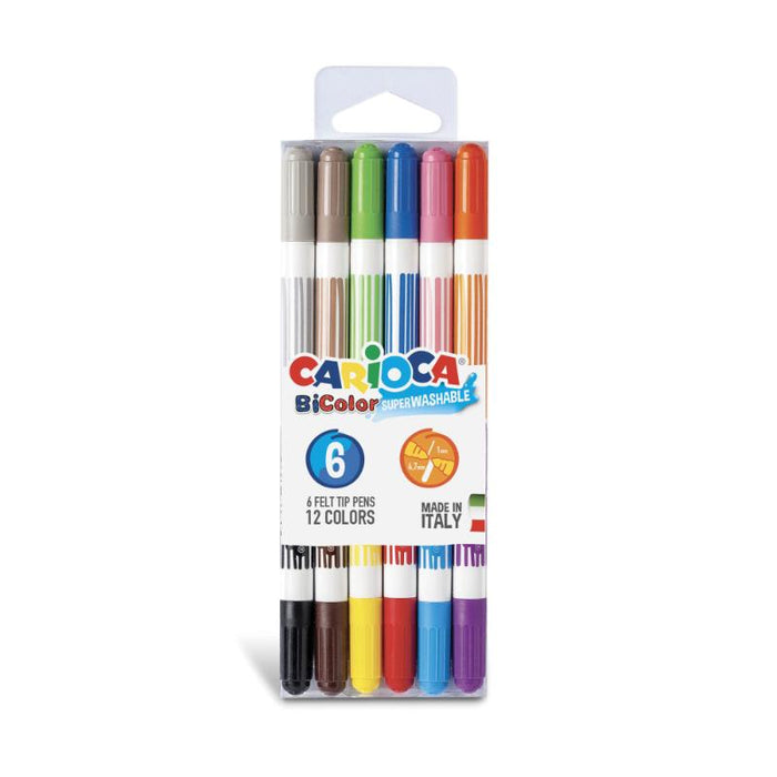 Carioca Bi Color Box 6Pcs Felt Tip Pens