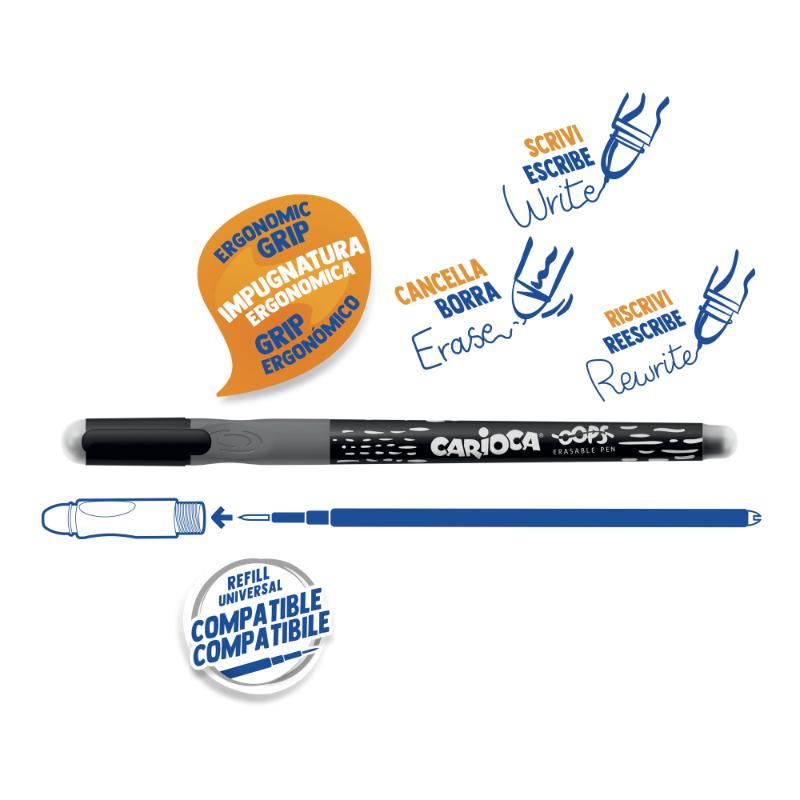 Carioca Oops Black Erasable Pens - Farmacias Arrocha