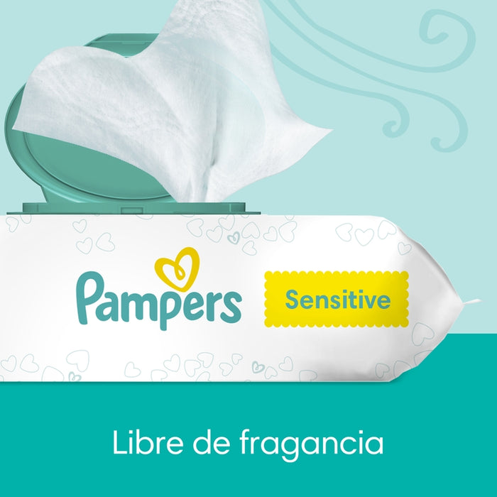 Toallitas húmedas Pampers Sensitive libre de perfumes, 84 unidades