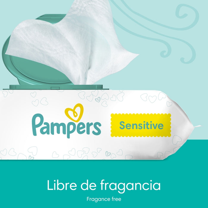 Toallitas húmedas Pampers Sensitive libre de perfumes, 84 unidades