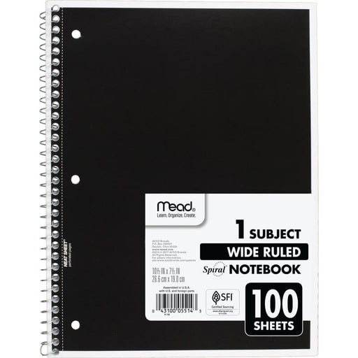 Mead Spiral Bound Notebook, Wide Ruled - 100 Sheets - Farmacias Arrocha