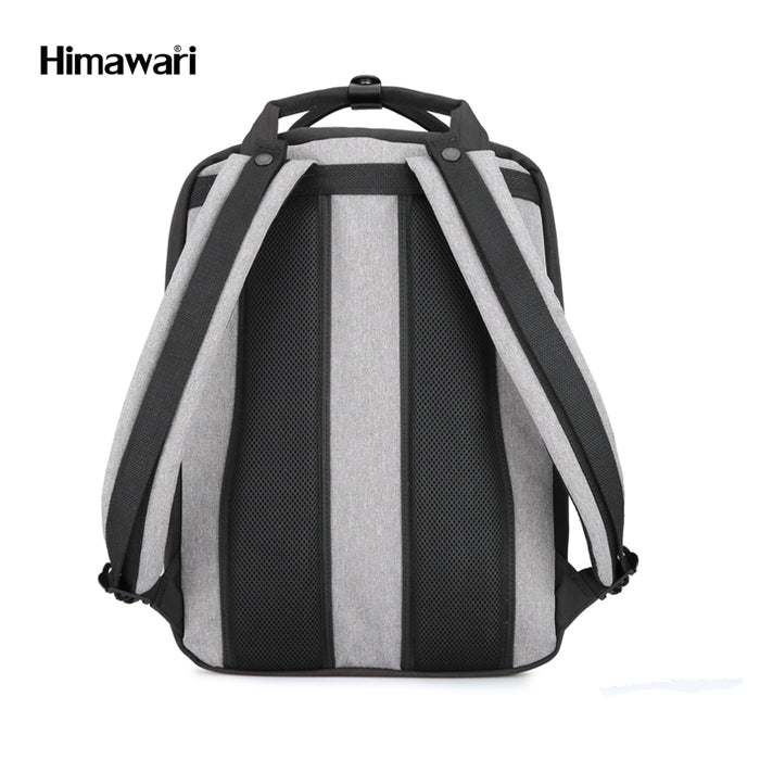 Himawari - Mochila multibolsillos porta laptop con USB - Caqui y Gris