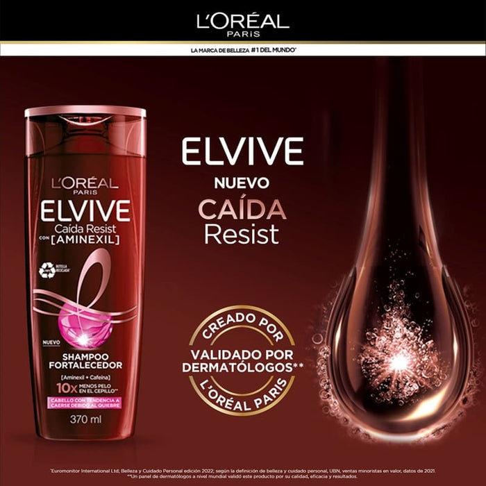 L´Oreal Paris Elvive Caida Resist Con (Aminexil) Shampoo Fortalecedor 370 Ml - Farmacias Arrocha