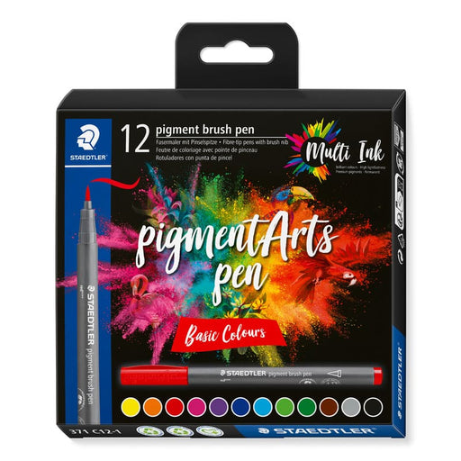 Staedtler Pigment Brush Pen Basic Colours12Pc - Farmacias Arrocha
