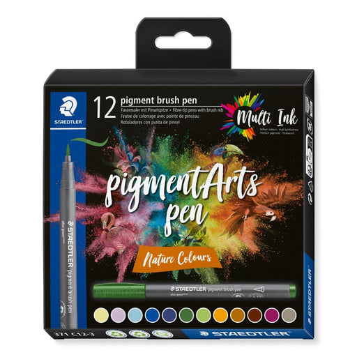 Staedtler Pigment Brush Pen Nature Colour12Pc - Farmacias Arrocha