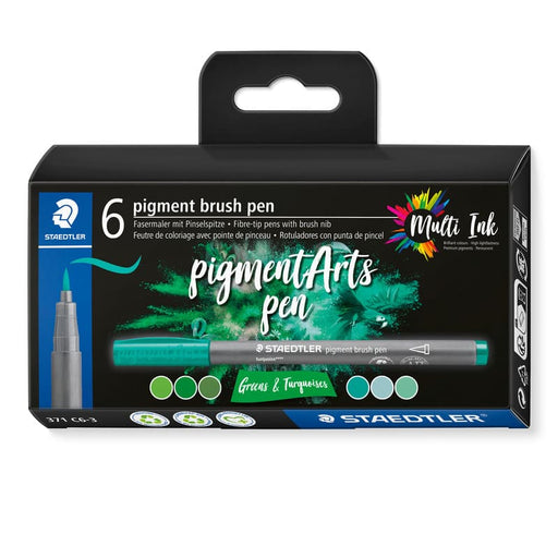 Staedtler Pigment Brush Pen Greens Turquoises - Farmacias Arrocha