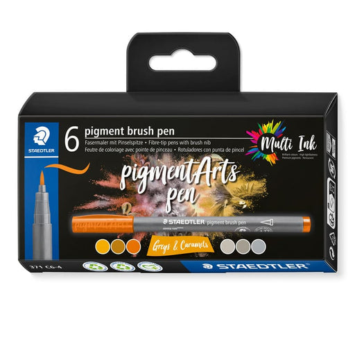 Staedtler Pigment Brush Pen Greys Caramels6Pc - Farmacias Arrocha