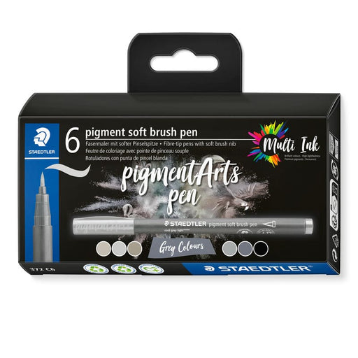 Staedtler Pigment Soft Brush Pen Greys 6 Pcs - Farmacias Arrocha