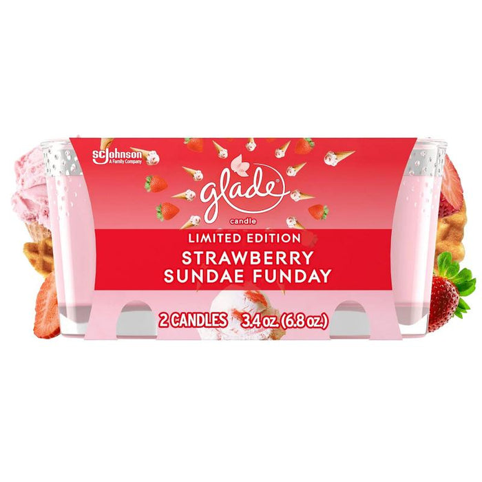 Glade Set De 2 Velas Strawberry Sundae Funday 3.4Oz