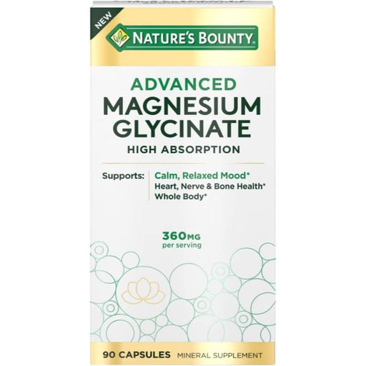 Nature's Bounty Advanced Magnesium Glycinate, 360 mg, 90 Capsules - Farmacias Arrocha