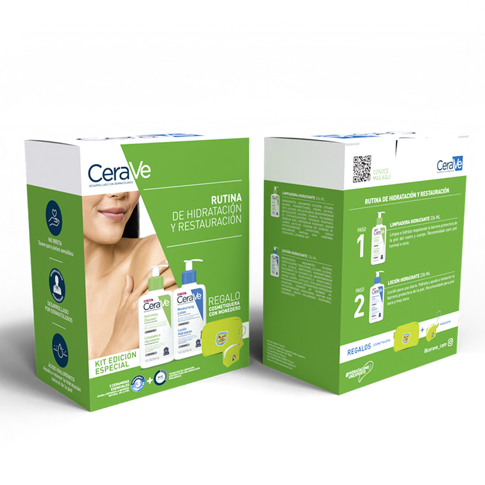 Cerave Kit Locion hidratante 8oz  + Limpiadora hidratante 8oz + regalos