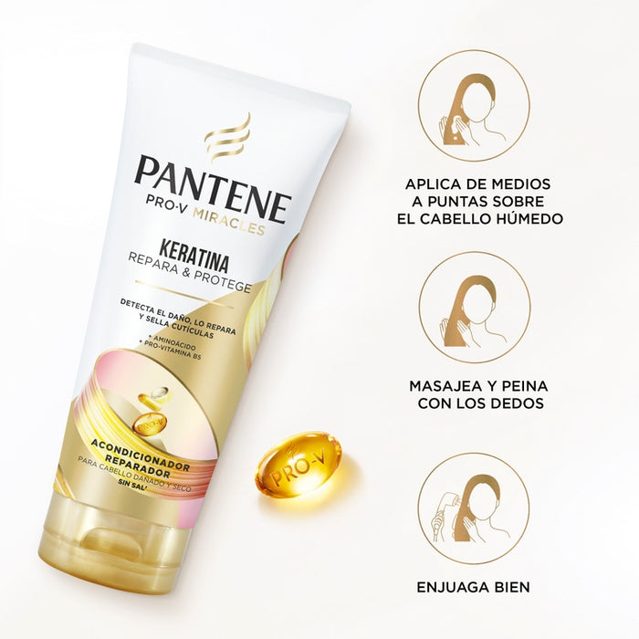 Acondicionador Reparador Pantene Pro-v Miracles Keratina Repara Y Protege 250 ml