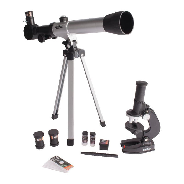 Vivitar Set Microscopio 300x/450x/600x y Telescopio Refractor 20x/30x/40x