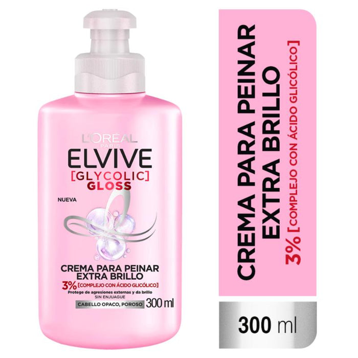 Crema Para Peinar L'Oreal Paris Elvive Glycolic Gloss 300 Ml