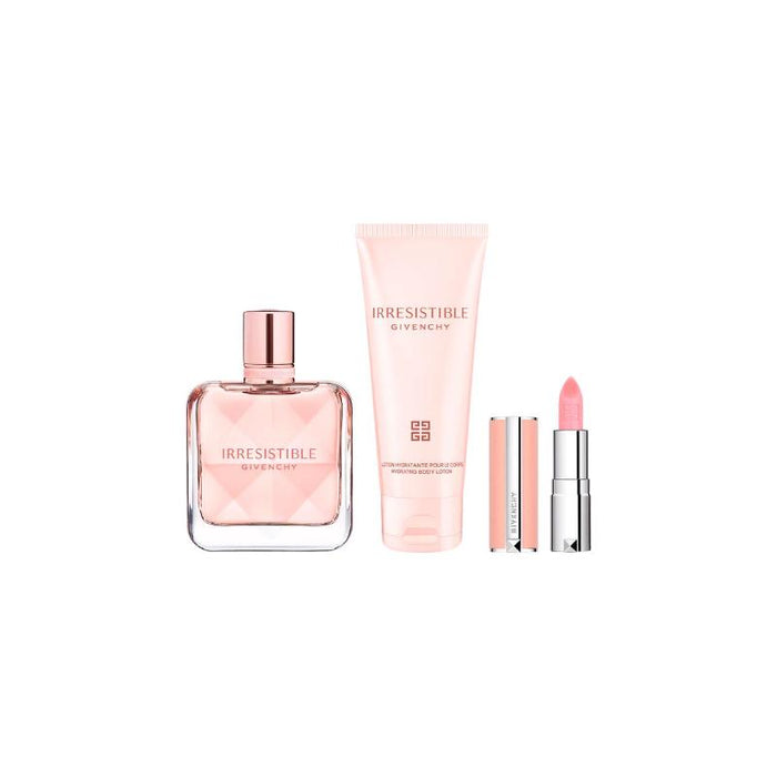 Givenchy Set de fragancia Femenina Irresistible Eau de Parfum 50 mll + Loción corporal hidratante 75 ml + Mini labial Le Rouge Sheer Velvet 1.5 gms.