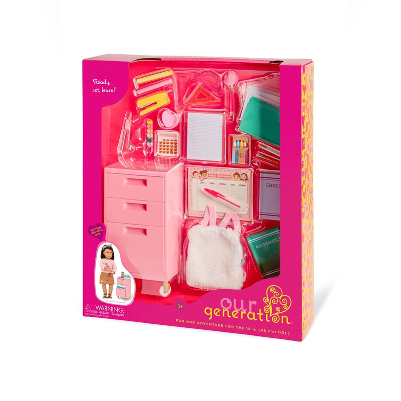 Archivador Escolar Rosa con Útiles – Set para Muñeca de 18” - Farmacias Arrocha