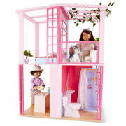 Casa de Muñecas Rosa con Muebles para Muñecas de 18” - Farmacias Arrocha