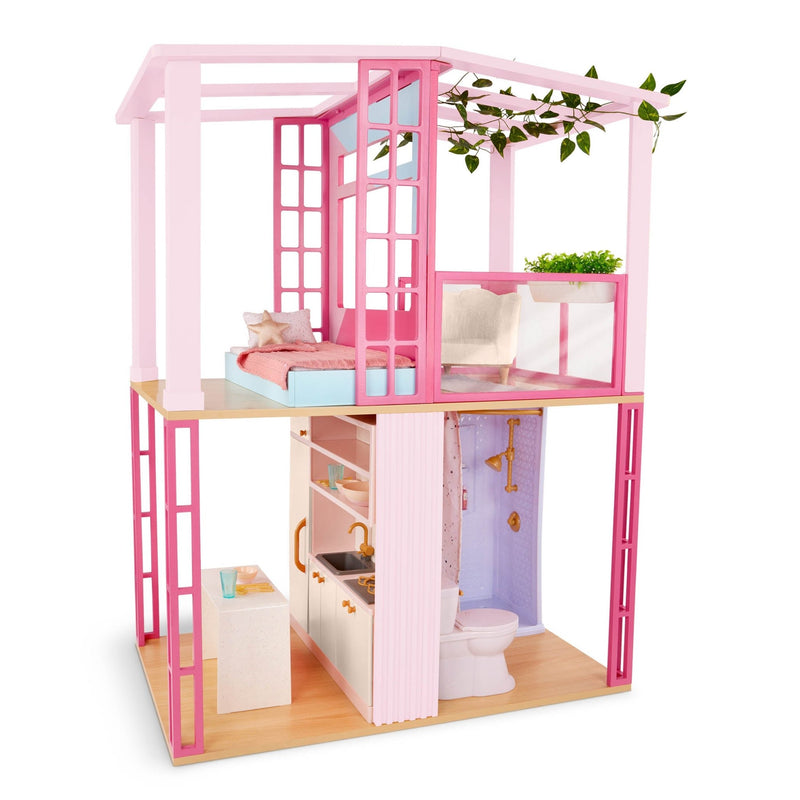 Casa de Muñecas Rosa con Muebles para Muñecas de 18” - Farmacias Arrocha