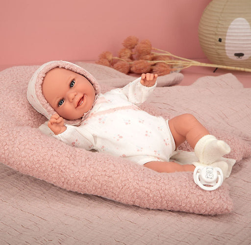 Muñeca con peso Elegance Babyto rosa flores con cojín - Farmacias Arrocha