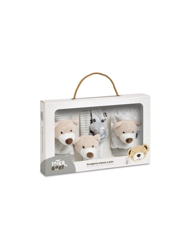 Set Sonajeros Para Pies y Muñecas Mod Osito Gris - Farmacias Arrocha