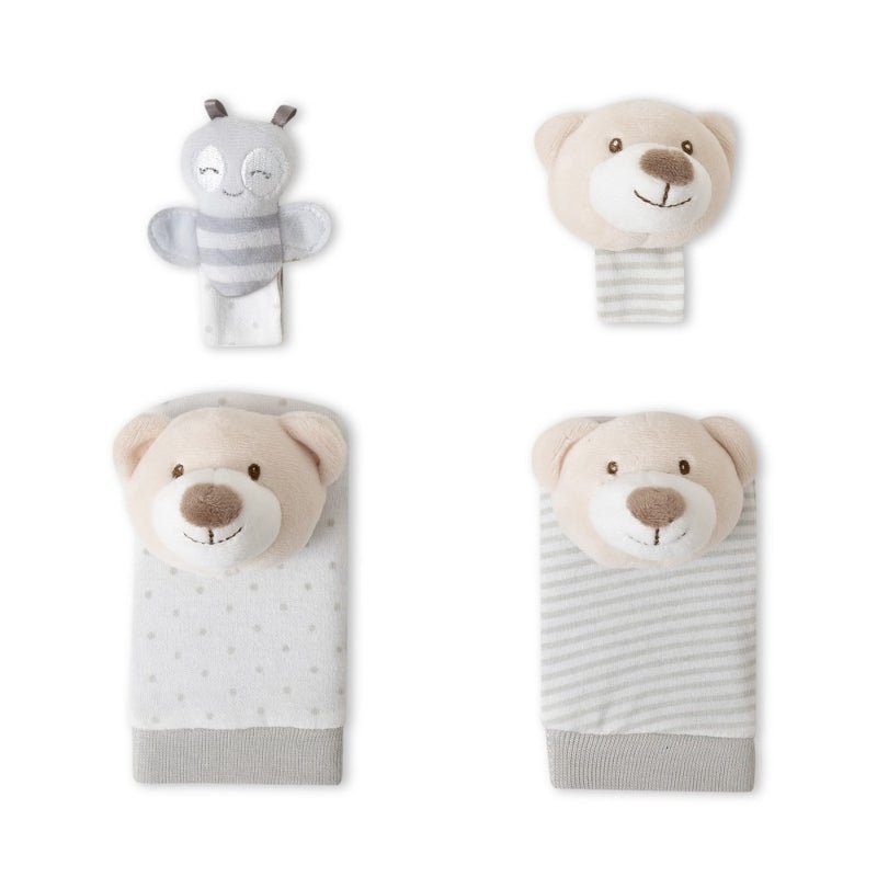 Set Sonajeros Para Pies y Muñecas Mod Osito Gris - Farmacias Arrocha