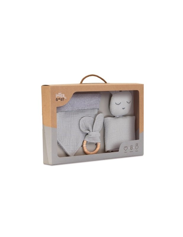 Set Dou Dou+Bandana+Mordedor Muselina Gris - Farmacias Arrocha