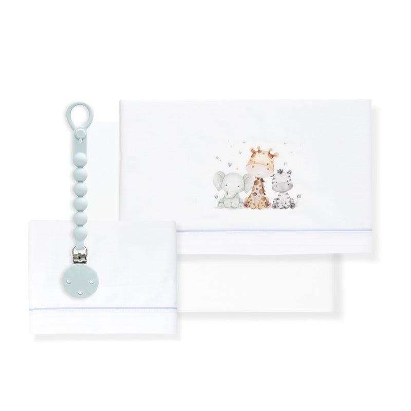 Triptico Cuna y broche Jirafa Azul - Farmacias Arrocha