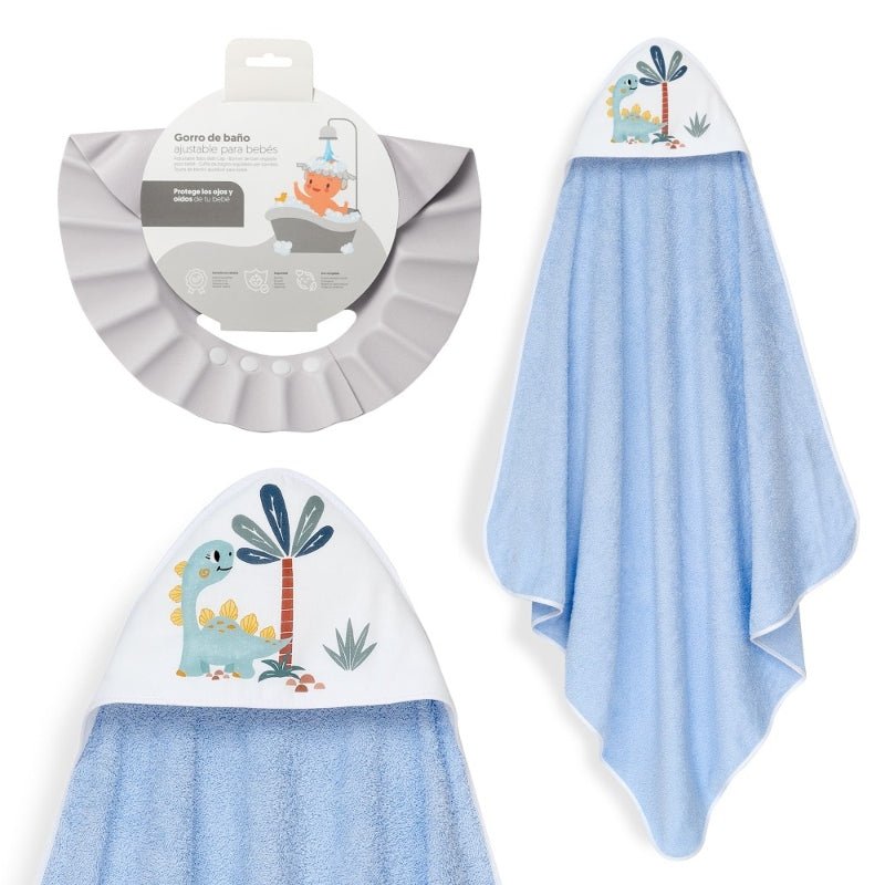 Toalla Baño 1X1 Mod Estampado Dinosaurio +Gorro - Farmacias Arrocha