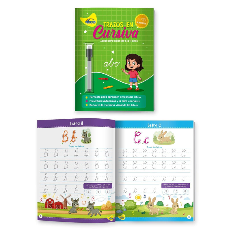 LIBRO BORRABLE TRAZOS DEL ABC EN CURSIVA - Farmacias Arrocha