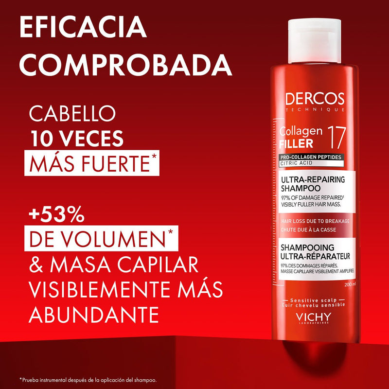 VICHY DERCOS REPARADOR COLLAGEN 17 FILLER SHAMPOO 200 ML - Farmacias Arrocha