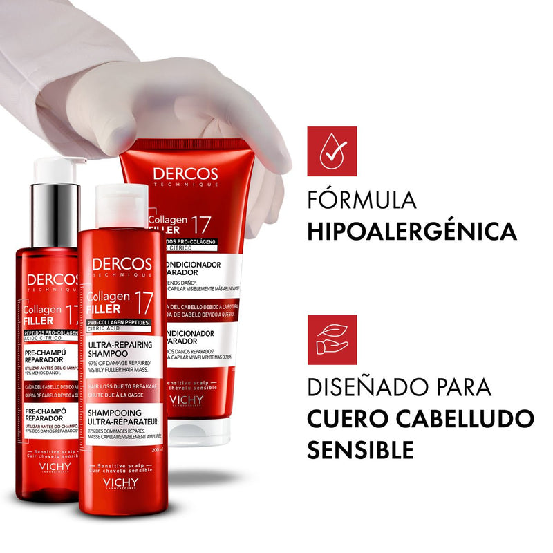 VICHY DERCOS REPARADOR COLLAGEN 17 FILLER SHAMPOO 200 ML - Farmacias Arrocha