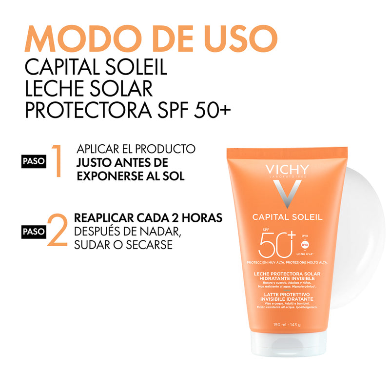 Vichy Capital Soleil Leche Protectora Solar Hidratante Invisible Spf 50+ 150Ml - Farmacias Arrocha