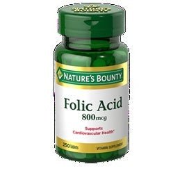 Nature's Bounty Folic Acid 800 mcg x 250 Tabletas - Farmacias Arrocha