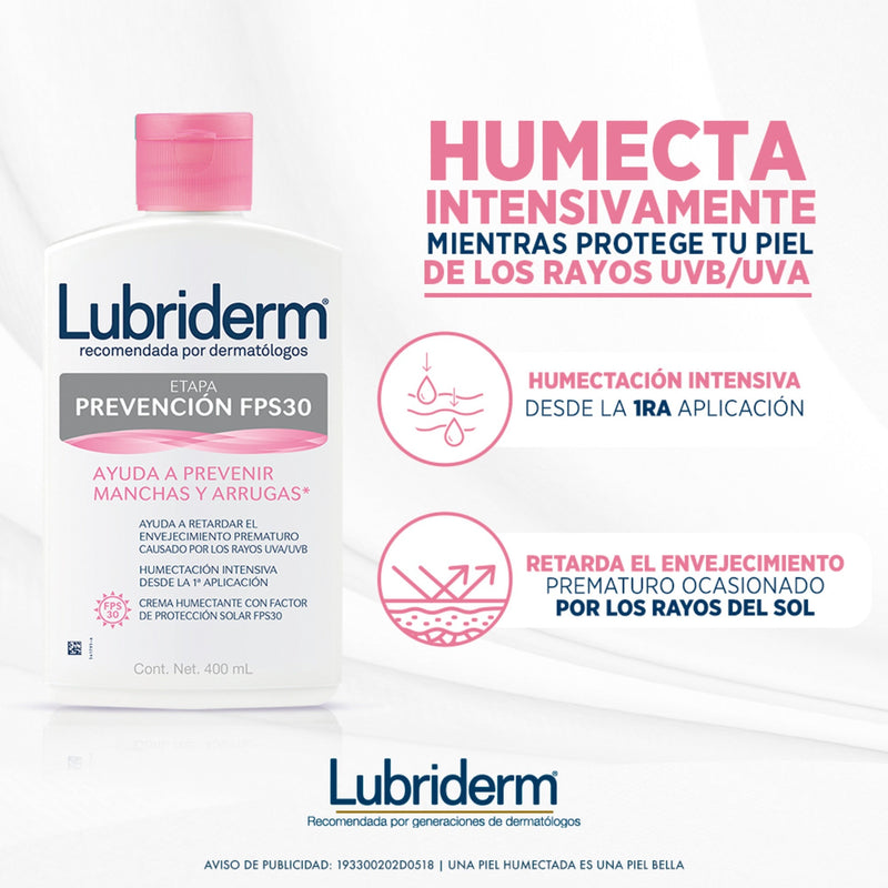 Crema Corporal LUBRIDERM Prevención 400 ML