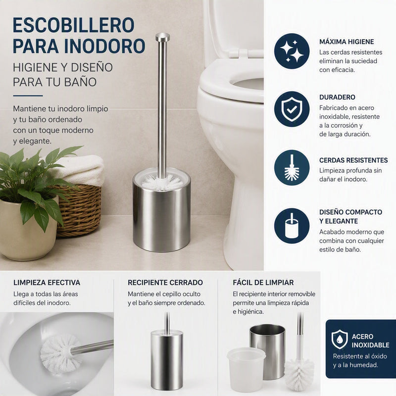 Cepillo para inodoro de acero inoxidable
