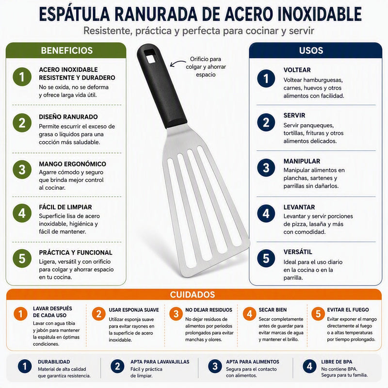 espátula larga ranurada