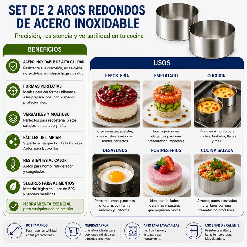 Set de 2 aros redondos para cocinar