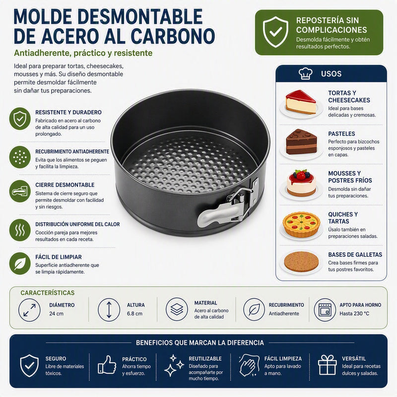 Molde desmontable para repostería de 20 cm con base