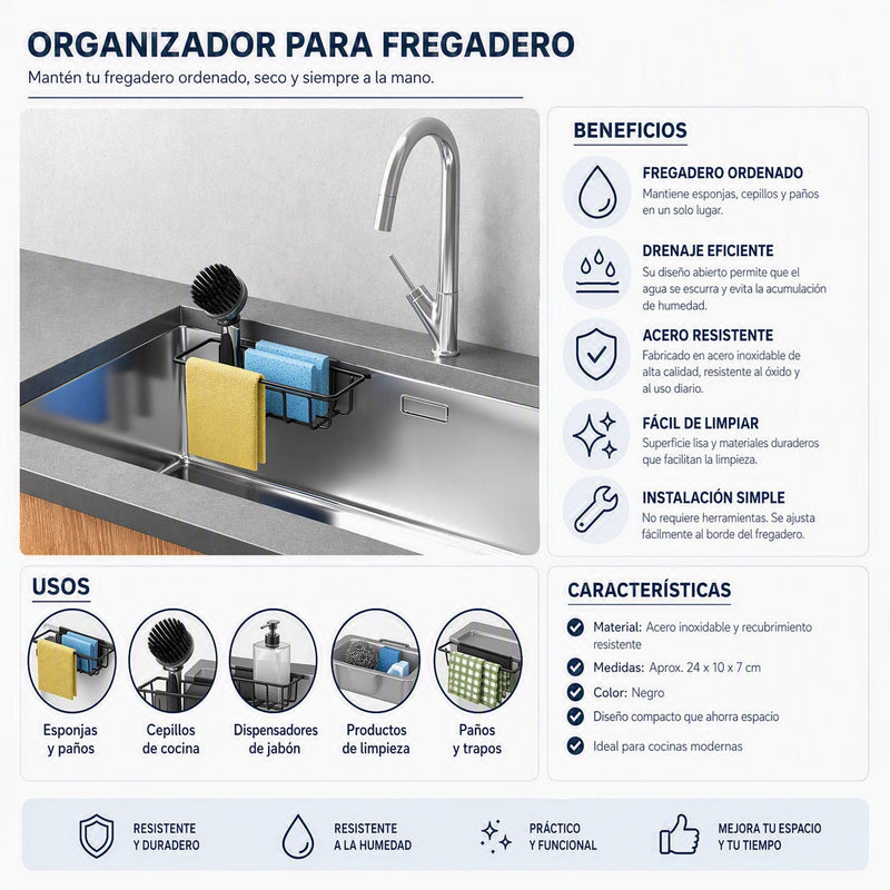 ORGANIZADOR PARA FREGADERO MULTIUSO