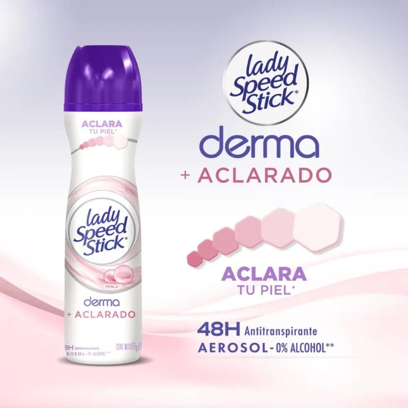 Desodorante Lady Speed Stick Derma + Aclarado Perla Aerosol 91 g 2 Pack - Farmacias Arrocha