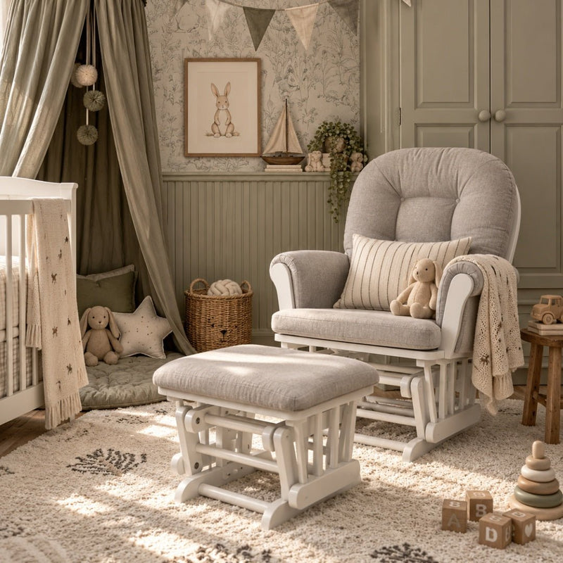 Pecora Rocking Chair White With Grey Cushion - Farmacias Arrocha
