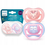 Avent 2 Chupetes Ultra Air 0 - 6M Mix / Buho & Ciervo - Farmacias Arrocha